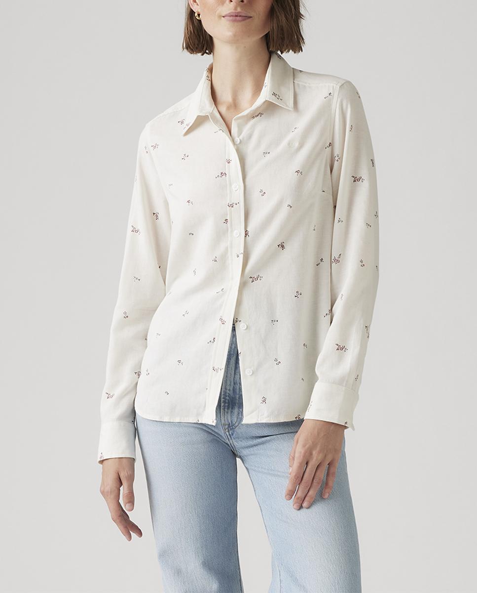 Imagen 0 de Camisa de mujer de manga larga con toque de lino