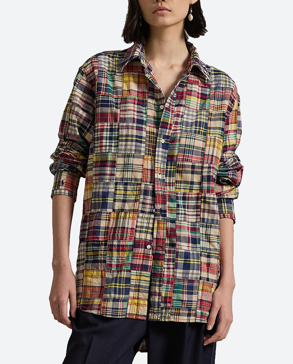 Imagen 0 de Camisa de mujer de algodón con estampado de cuadros