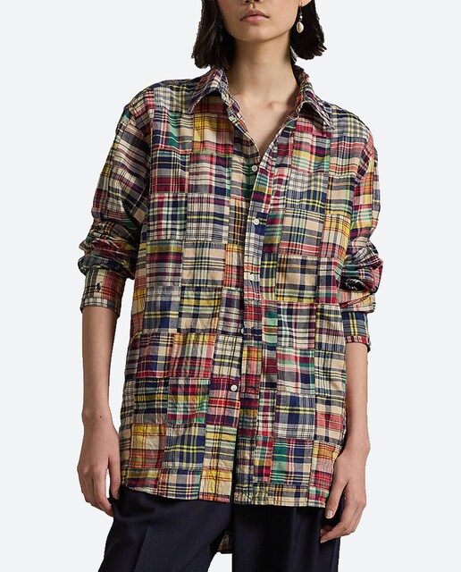 Imagen 0 de Camisa de mujer de algodón con estampado de cuadros