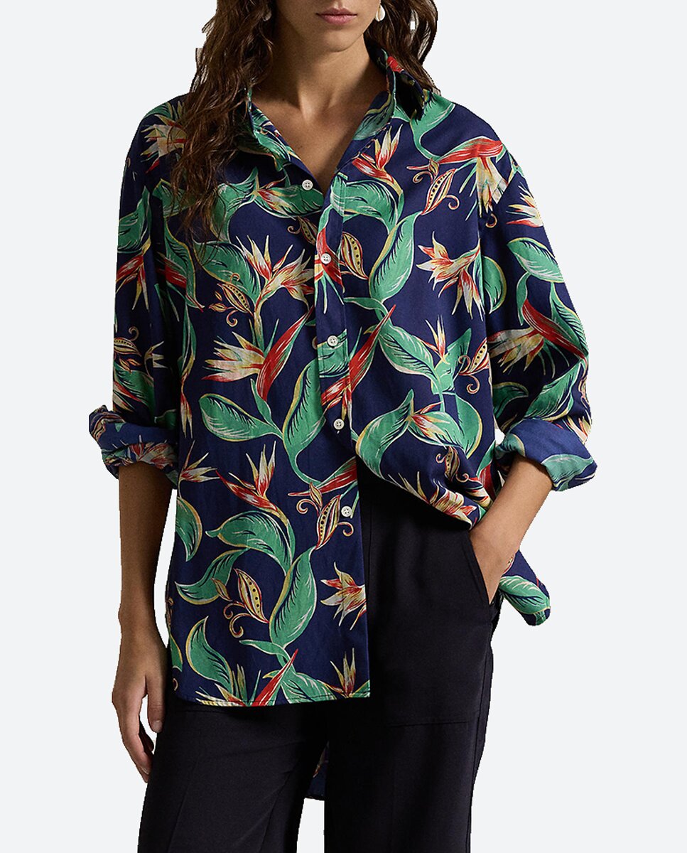 Imagen 0 de Camisa de mujer con estampado floral de manga larga
