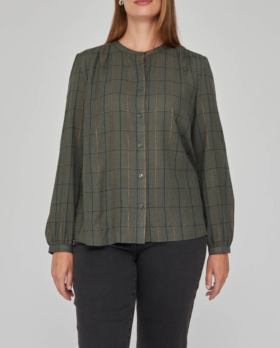 Imagen 0 de Blusa cuadros con hilo metalico