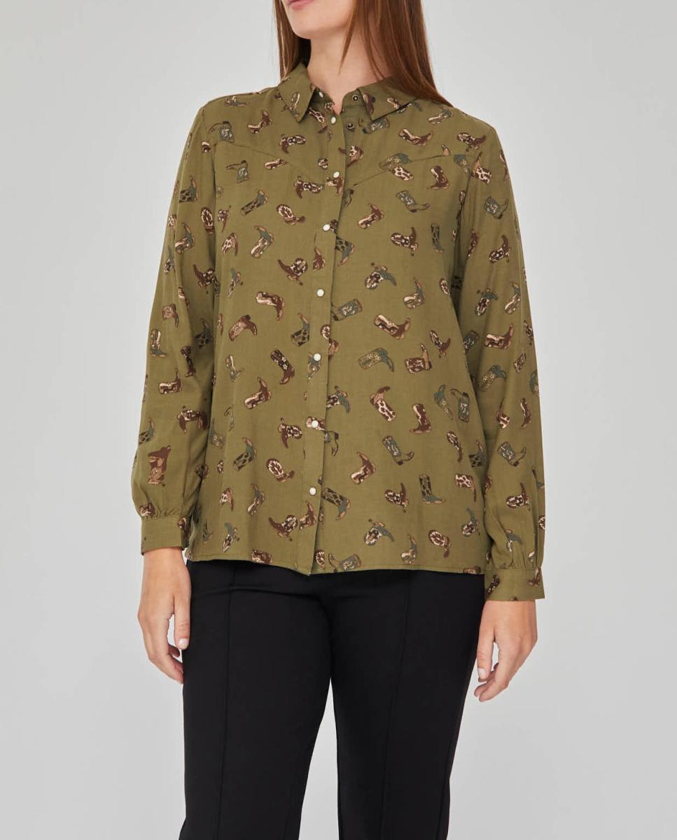 Imagen 0 de Blusa estampada con cuello solapa