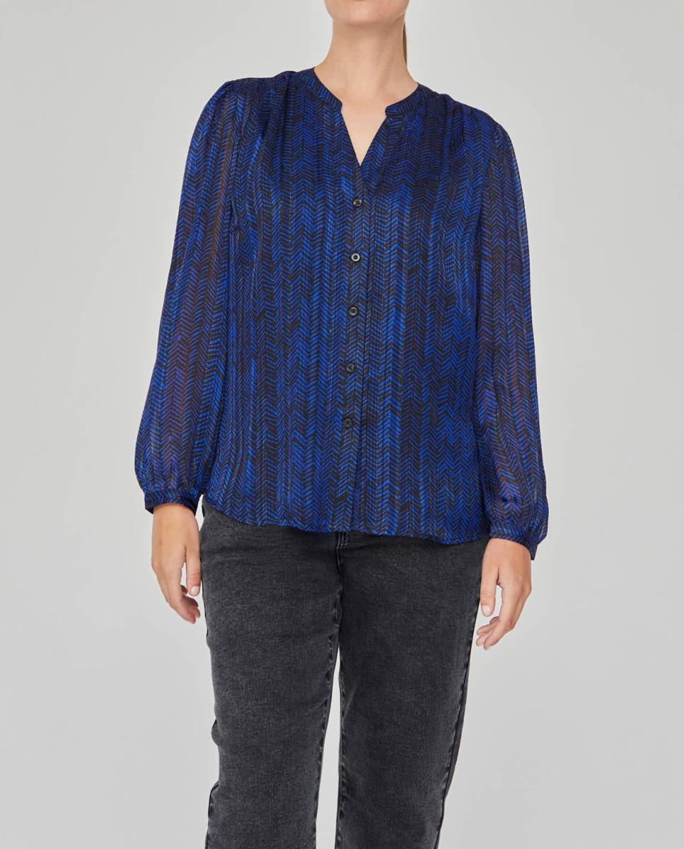 Imagen 0 de Blusa estampada con tejido de hilo metalico