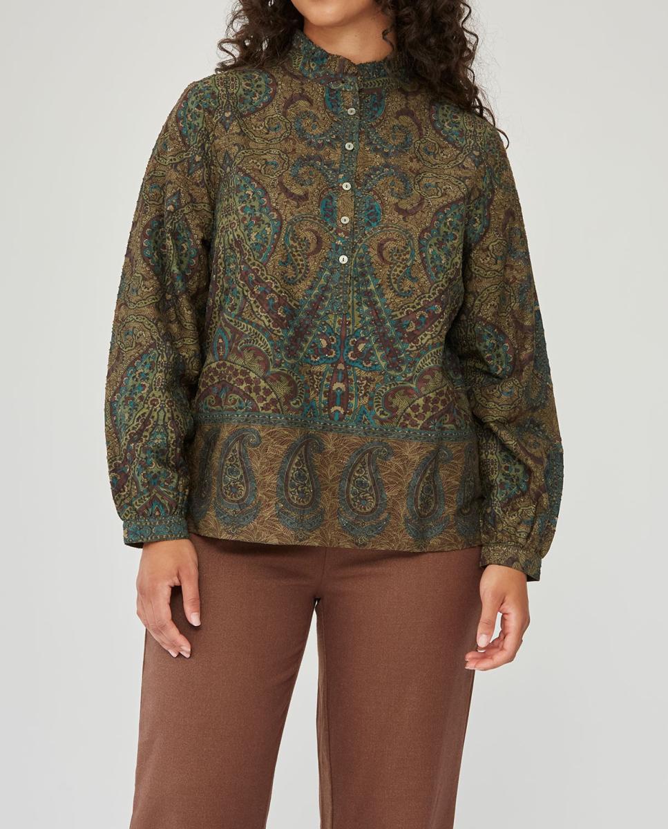 Imagen 0 de Blusa jacquard paisley abertura delantero
