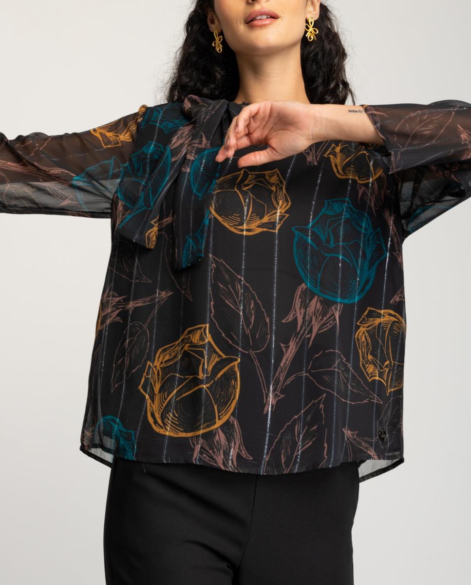 Imagen 0 de Blusa de mujer con estampado de flores de manga larga