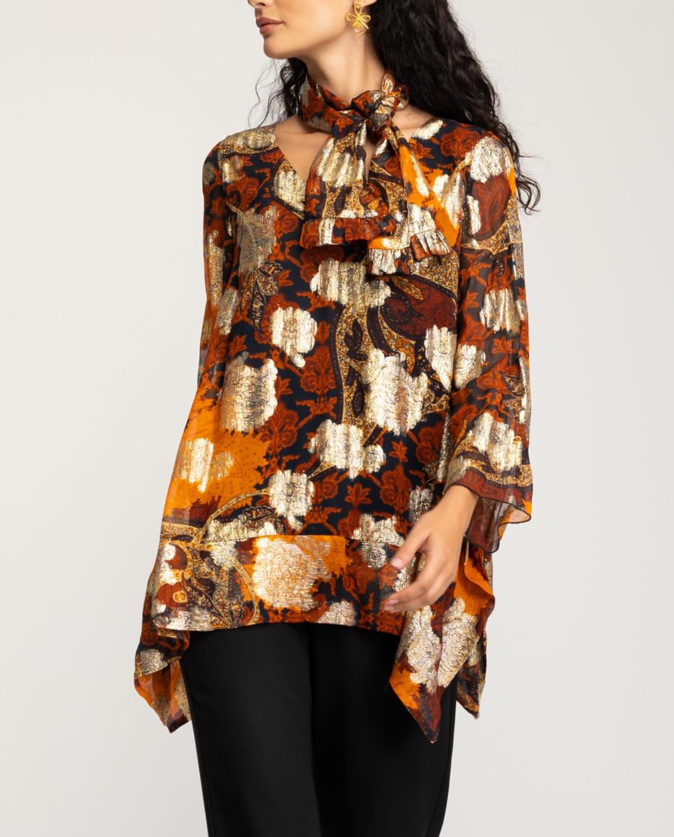 Imagen 0 de Blusa de mujer naranja de manga larga