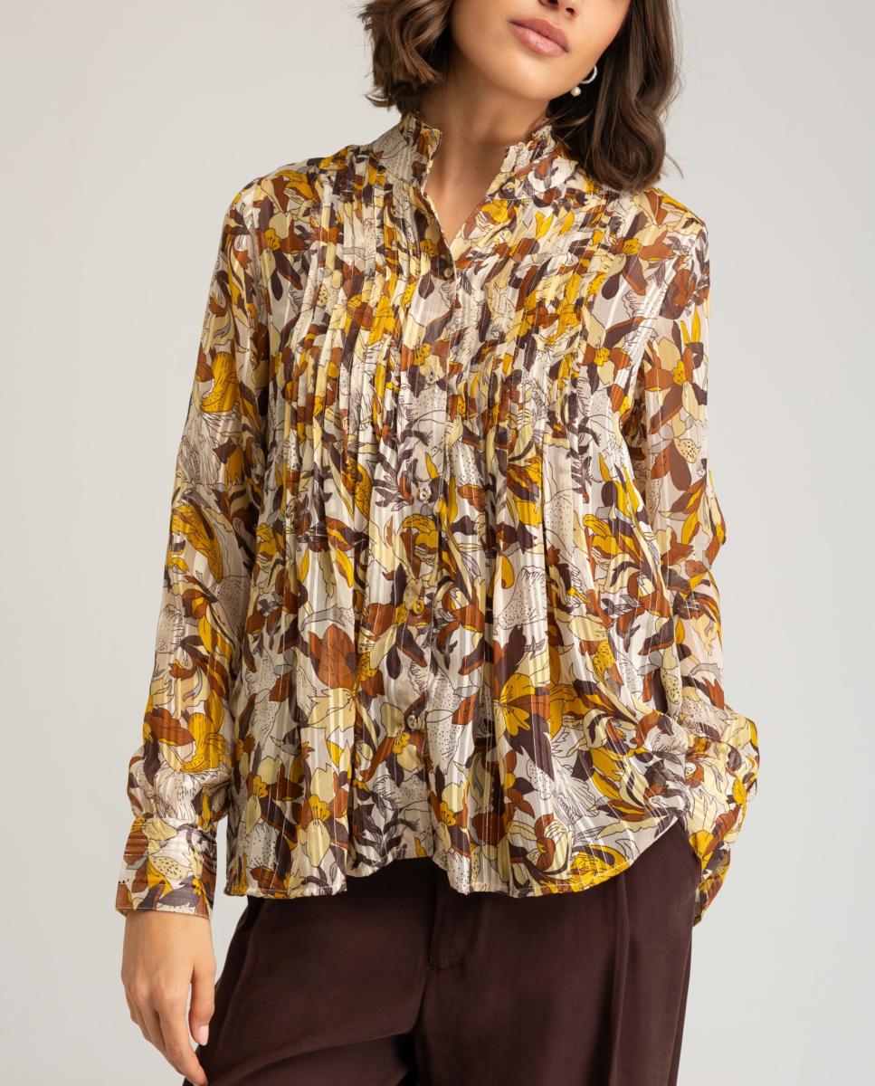Imagen 0 de Blusa de mujer plisada y estampado floral