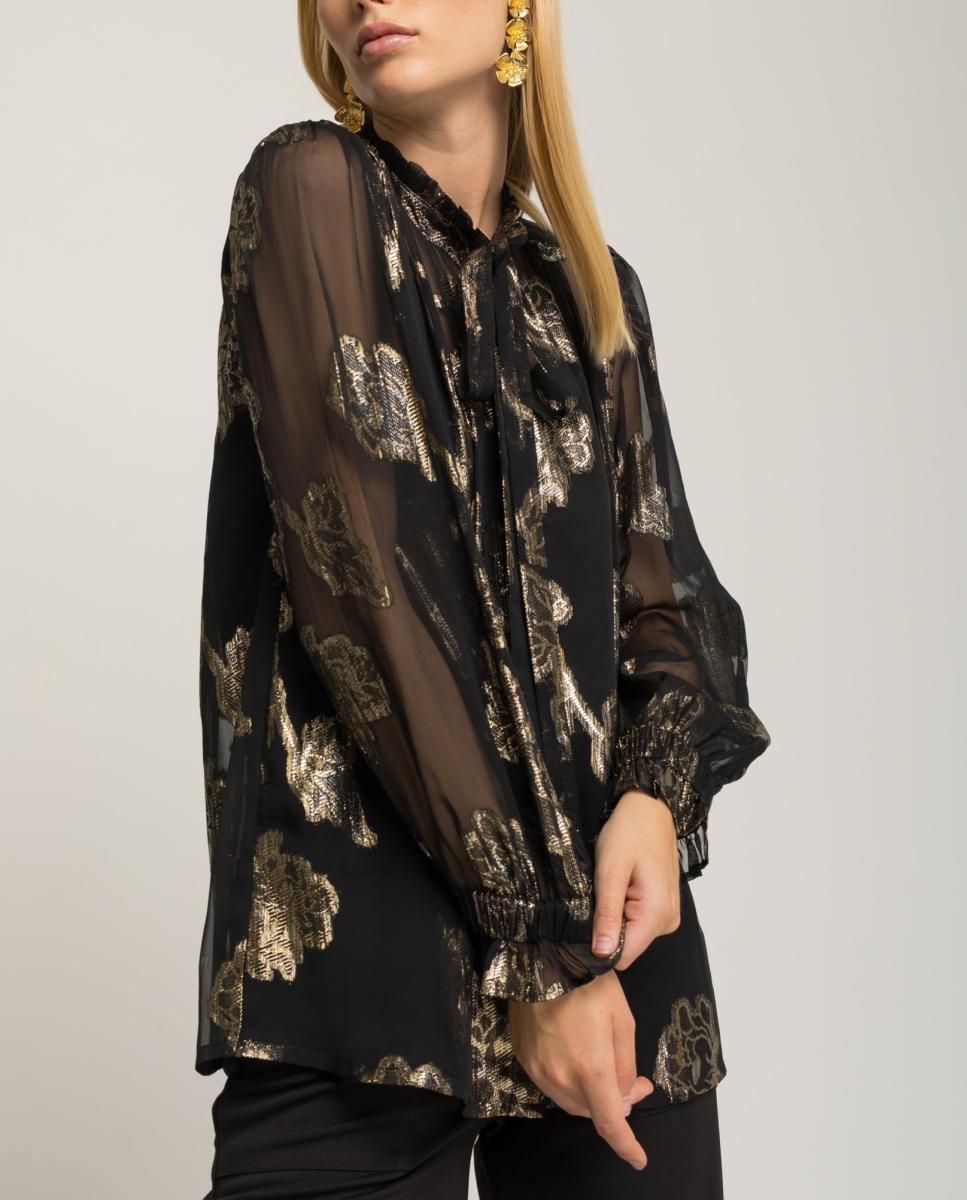 Imagen 0 de Blusa de mujer de manga larga con lazo