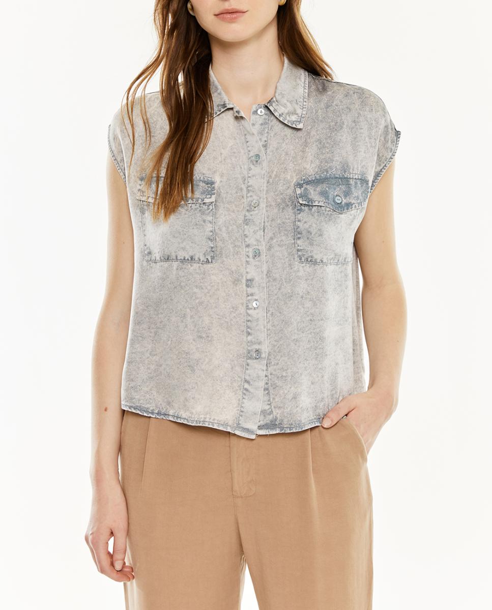 Imagen 0 de Camisa de mujer bolsillos efecto desgastado