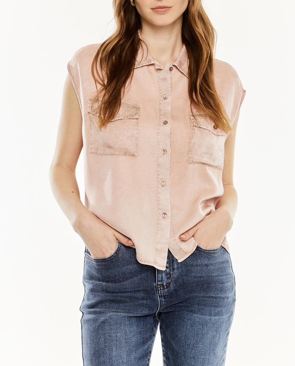Imagen 0 de Camisa de mujer bolsillos efecto desgastado