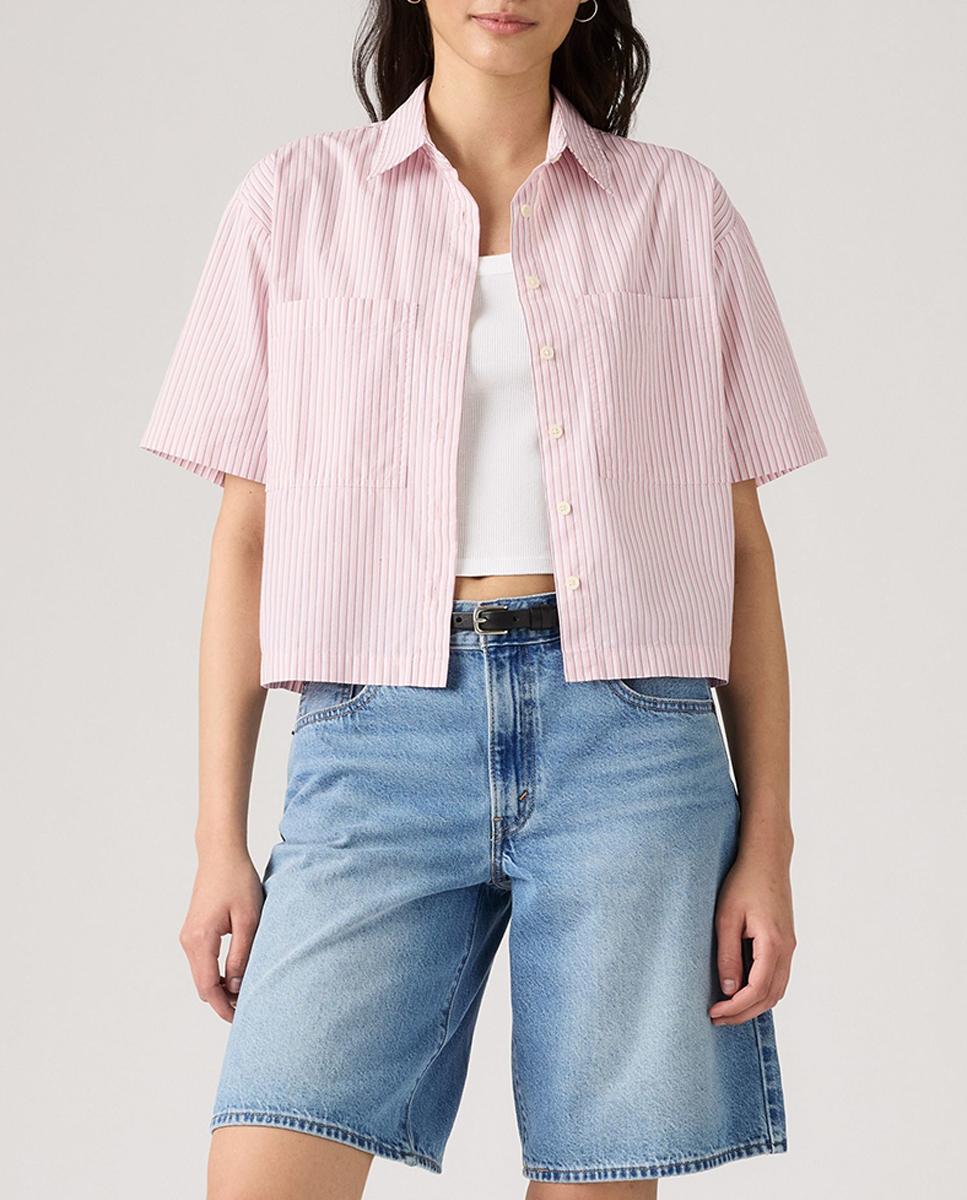 Imagen 0 de Camisa de mujer crop de manga corta