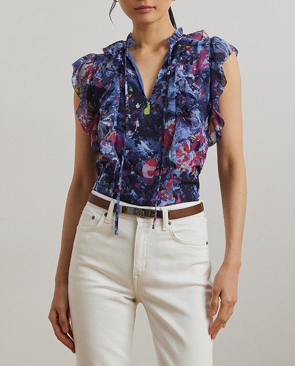Imagen 0 de Blusa de georgette estampada con volantes