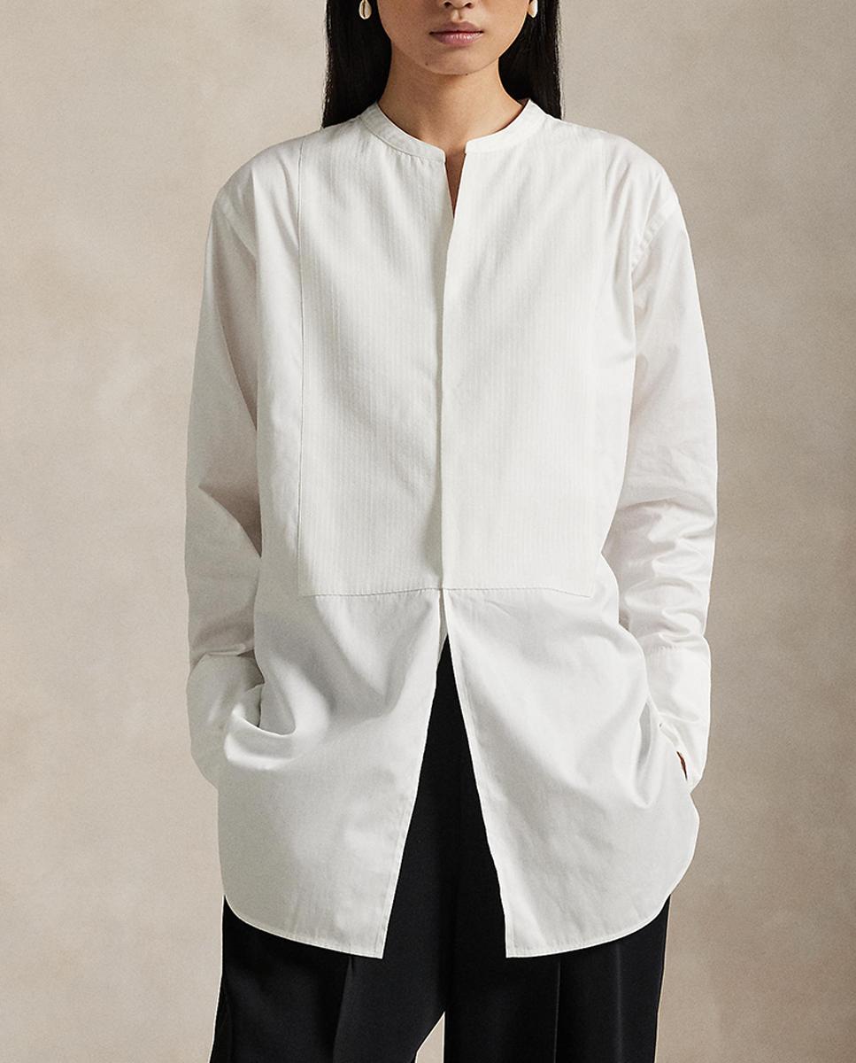 Imagen 0 de Camisa de mujer de algodón con cuello mao