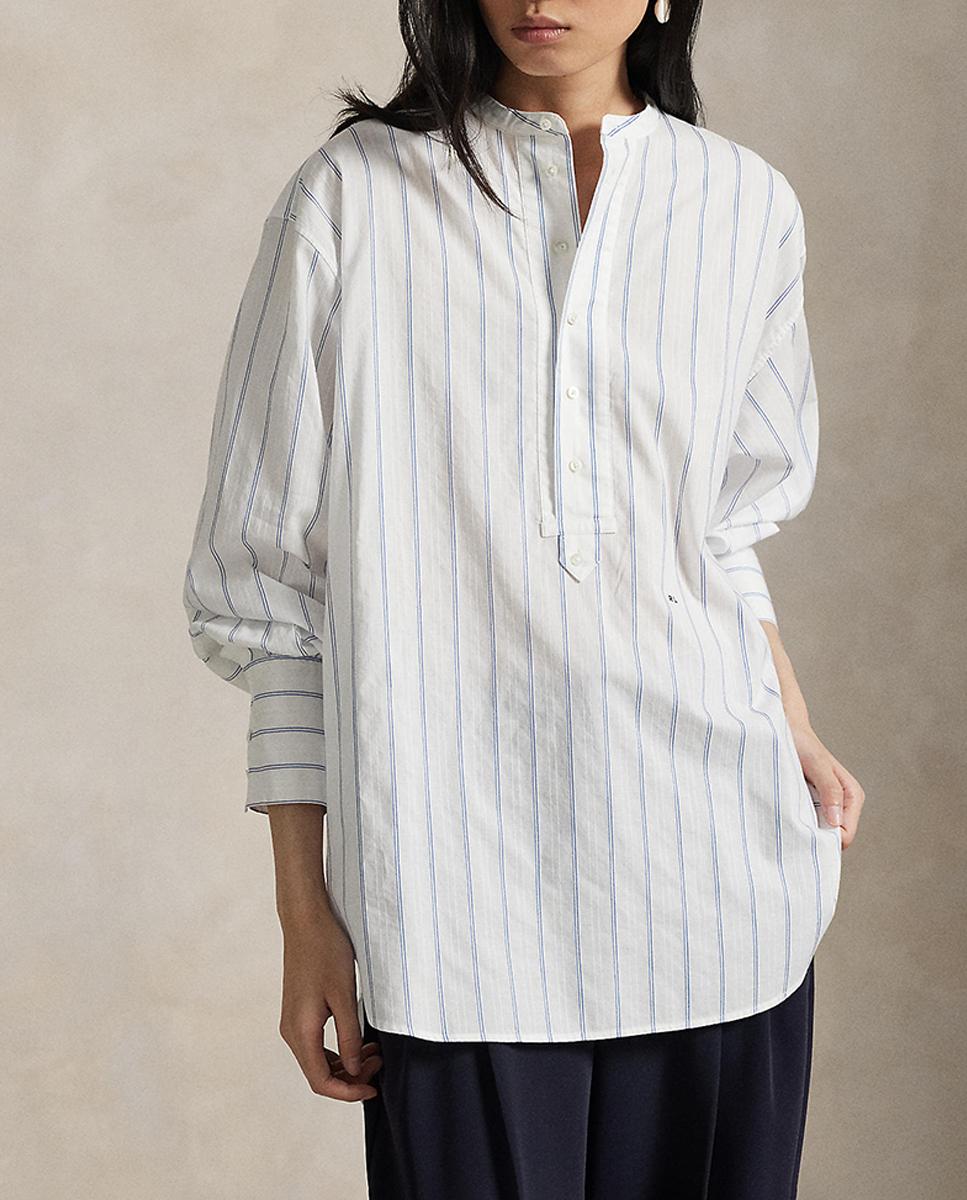 Imagen 0 de Camisa de mujer de algodón con cuello mao