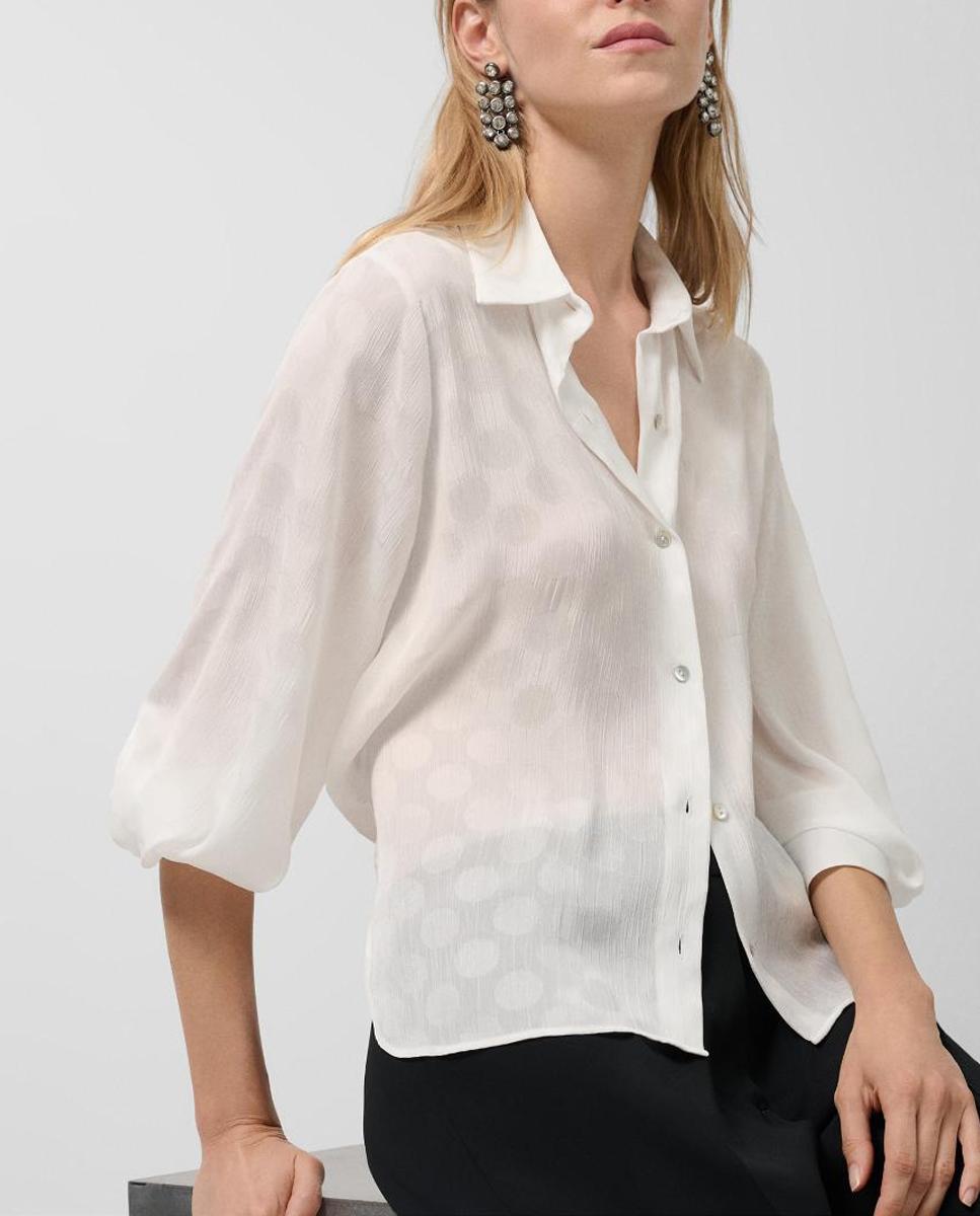 Imagen 0 de Camisa de mujer en bambula con jacquard de círculos