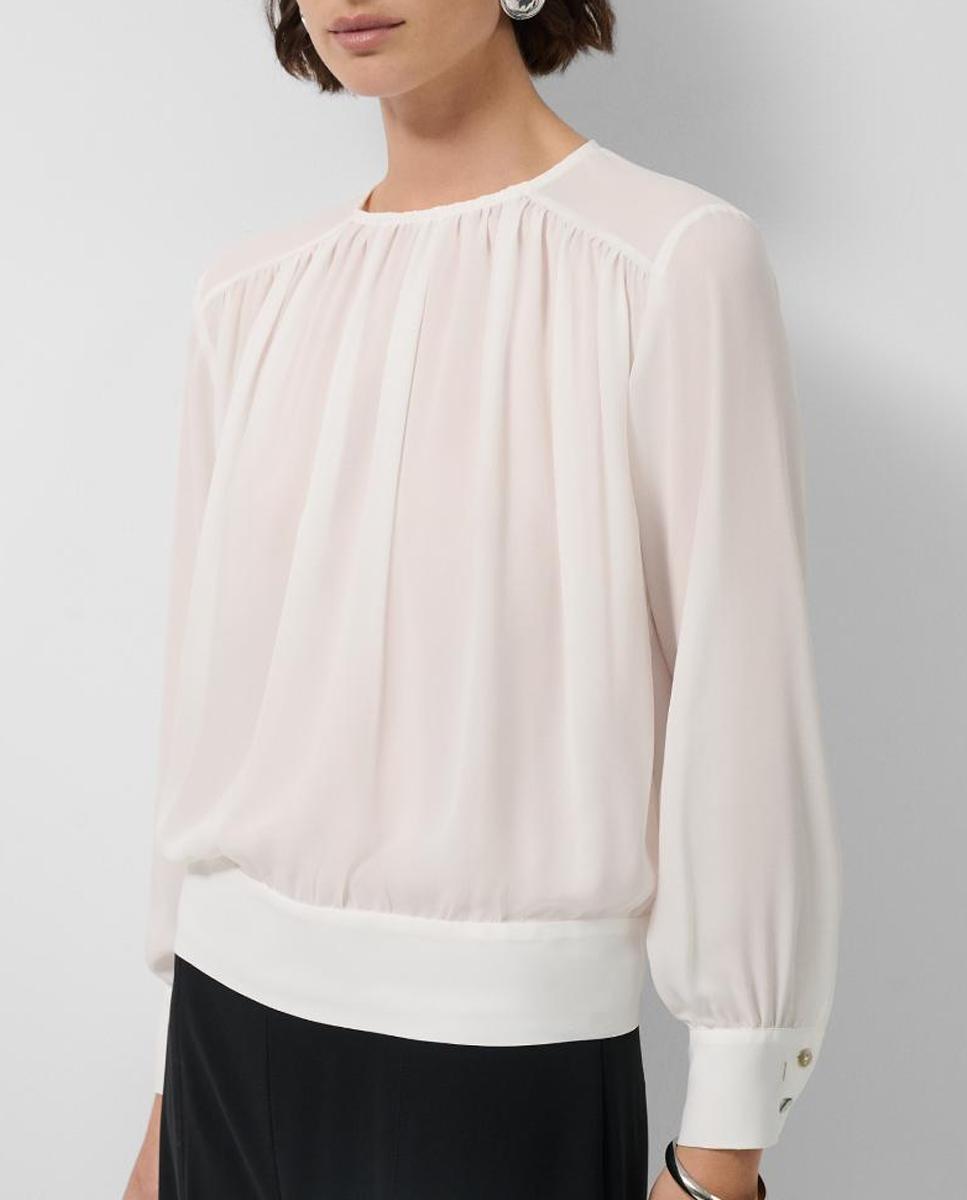 Imagen 0 de Blusa de mujer abullonada manga larga en crepé