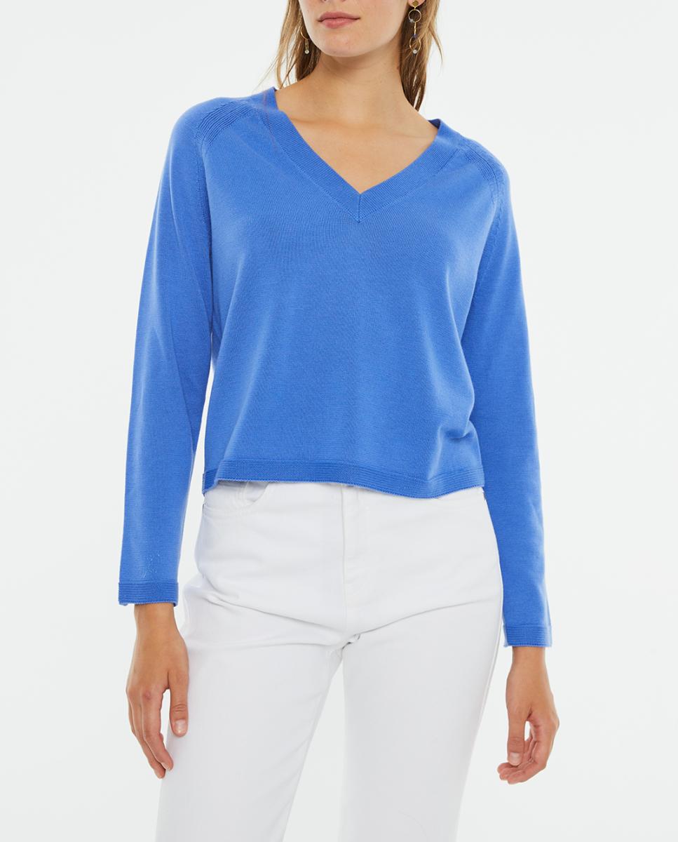 Imagen 0 de Jersey de mujer básico con lana cuello pico