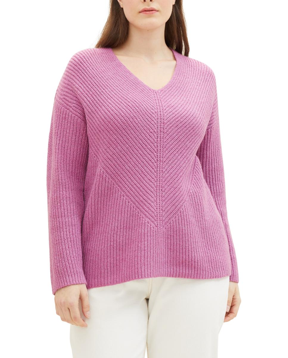 Imagen 0 de Jersey de punto para mujer con cuello de pico
