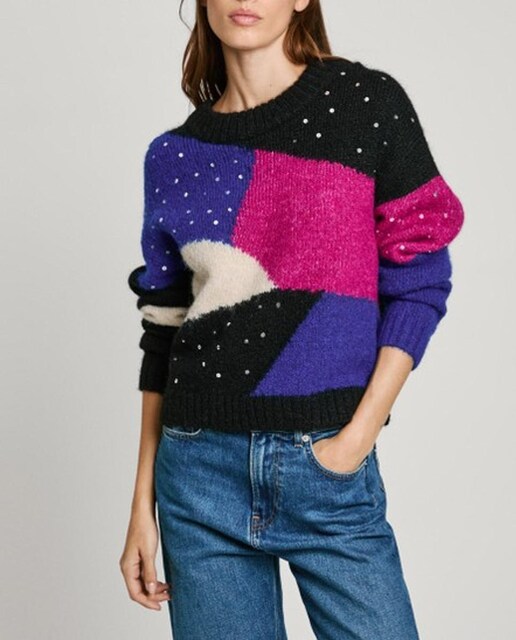 Imagen 0 de Jersey de mujer cuello redondo detalles