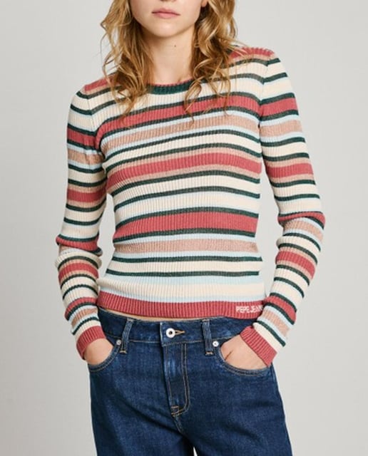Imagen 0 de Camiseta de mujer de punto rayas