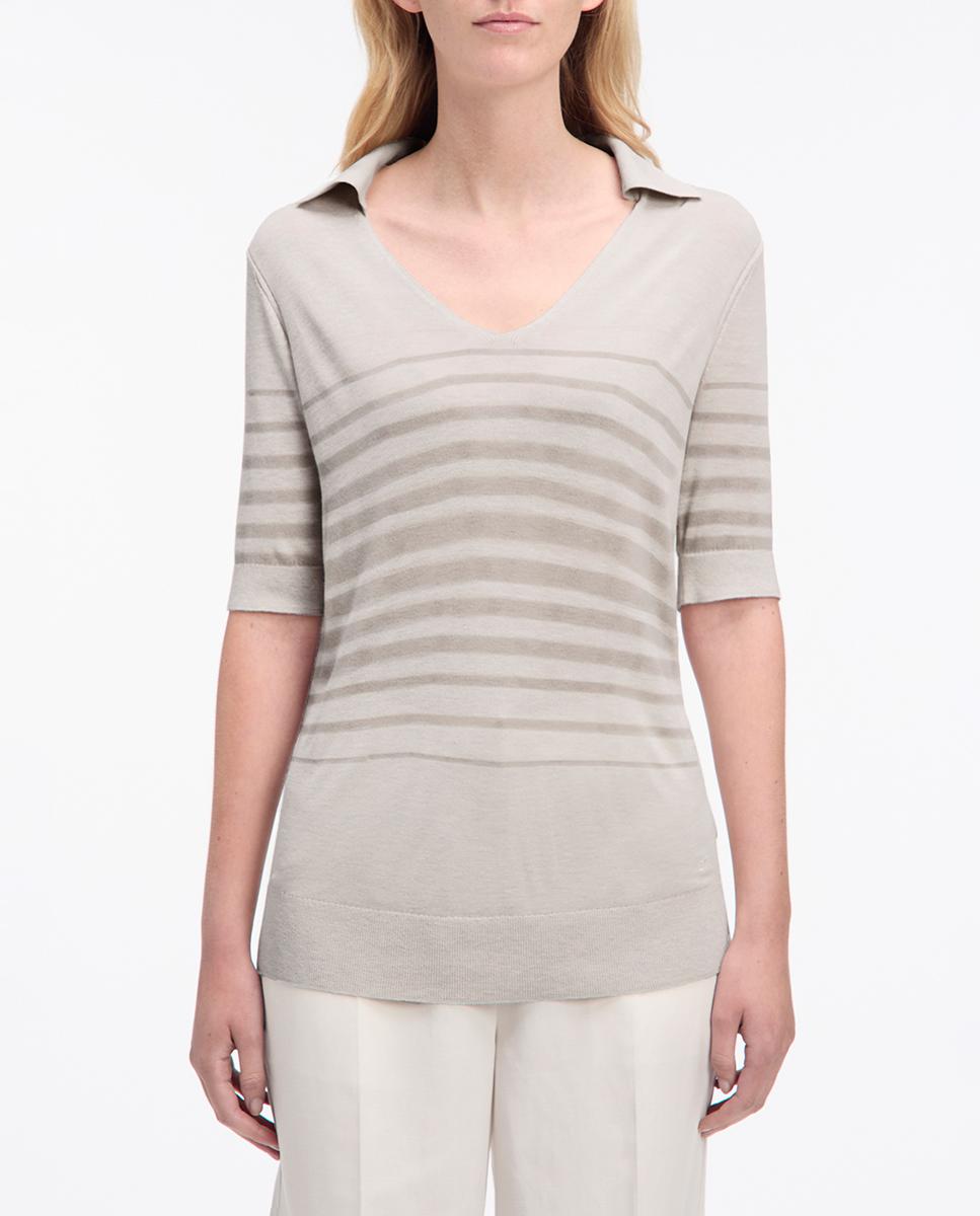 Imagen 0 de Jersey tipo polo de mujer con rayas