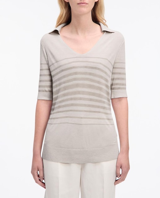 Imagen 0 de Jersey tipo polo de mujer con rayas