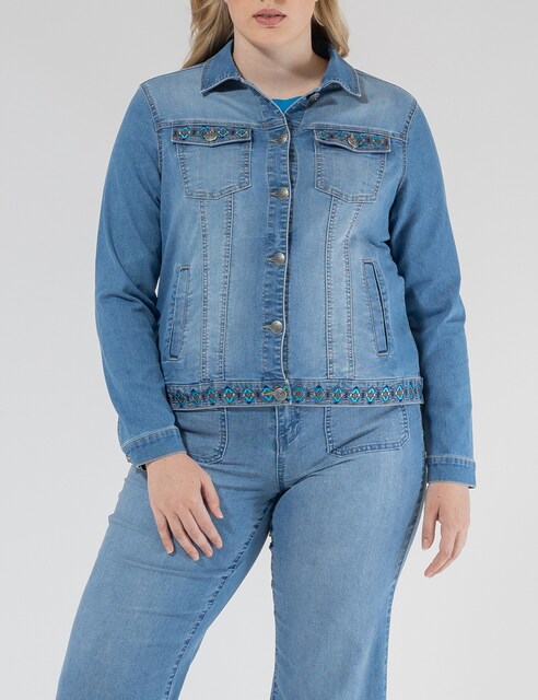 Imagen 0 de Cazadora de mujer denim manga larga con detalles bordados.