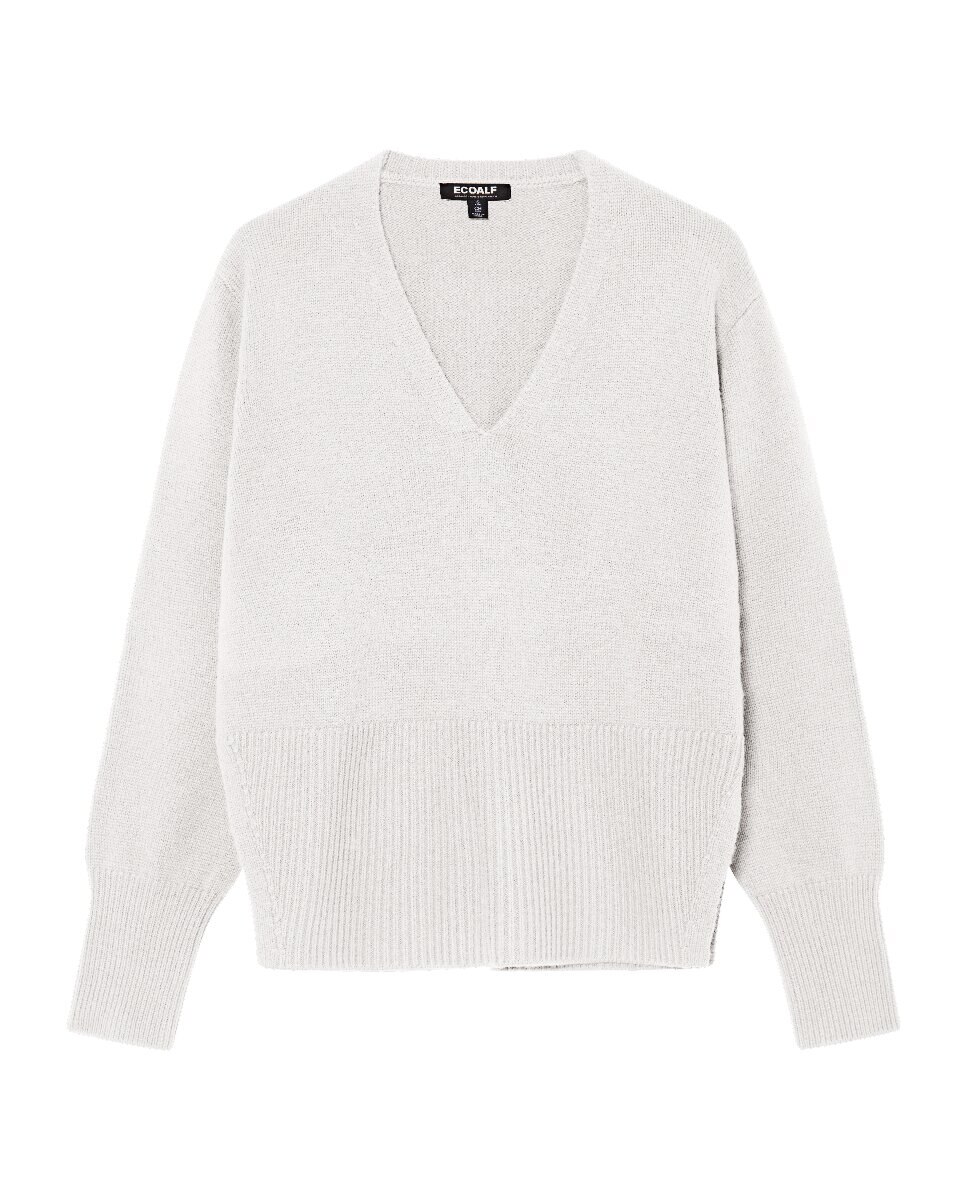 Imagen 0 de Jersey de punto con cuello pico, aberturas laterales y bajo acanalado.