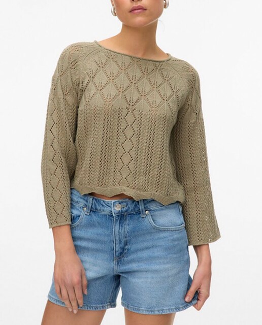 Imagen 0 de Top de mujer de punto fino calado