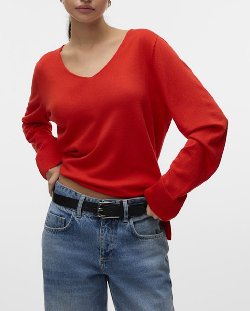 Imagen 0 de Jersey con cuello de pico de mujer con hombros caídos