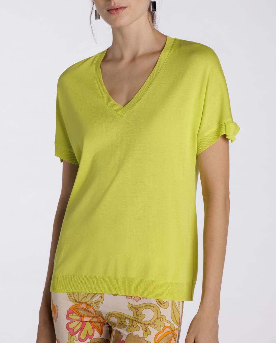 Imagen 0 de Jersey de mujer liso de manga codo con lazos.