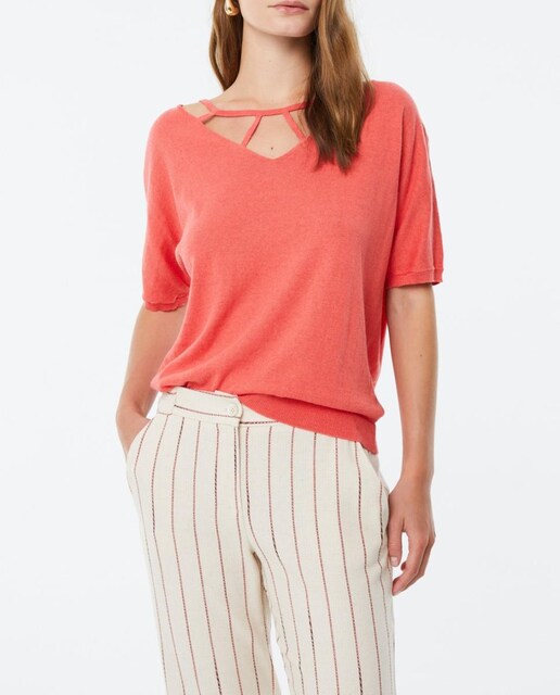 Imagen 0 de Jersey de mujer de manga corta con cuello pico