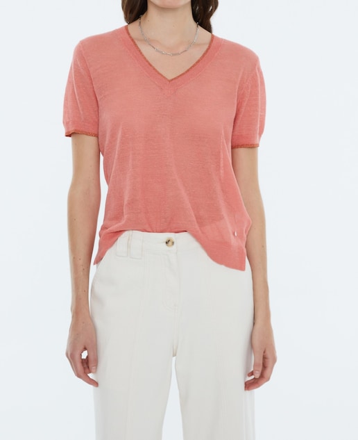 Imagen 0 de Jersey de mujer, cuello pico, manga corta.