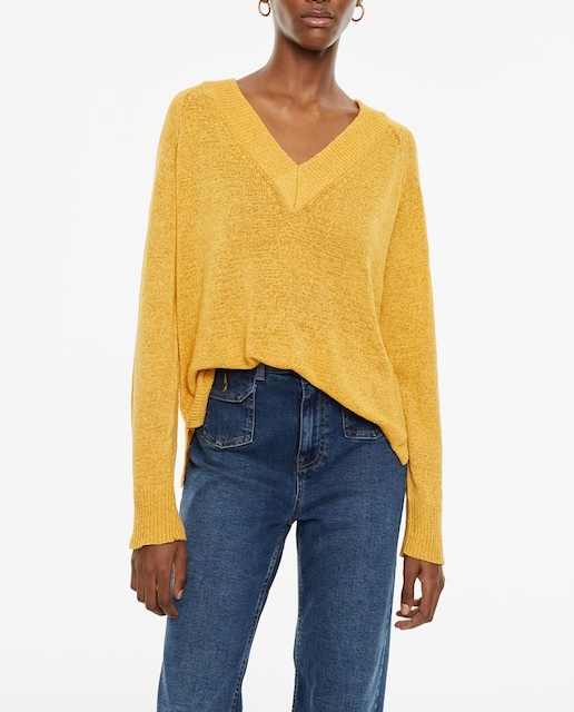 Imagen 0 de Jersey de mujer escote pico con aberturas laterales y acabados rib