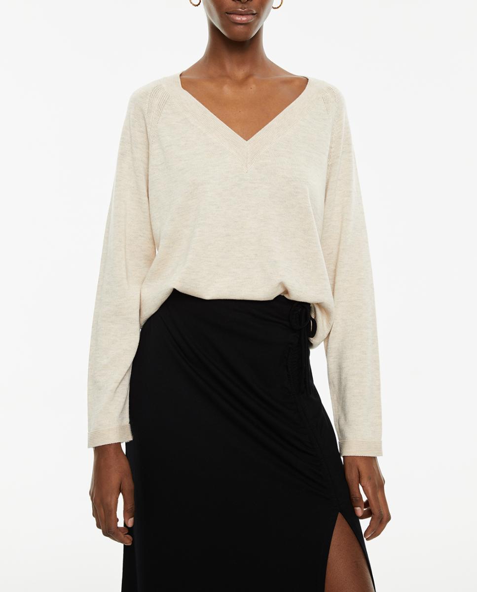 Imagen 0 de Jersey de mujer básico con lana cuello pico