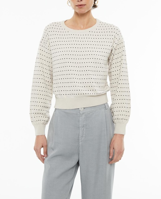 Imagen 0 de Jersey de mujer cuello redondo detalle hilos a contraste