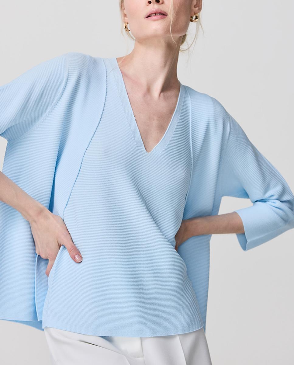 Imagen 0 de Chaqueta de mujer cuello pico sin botones tejido en relieve