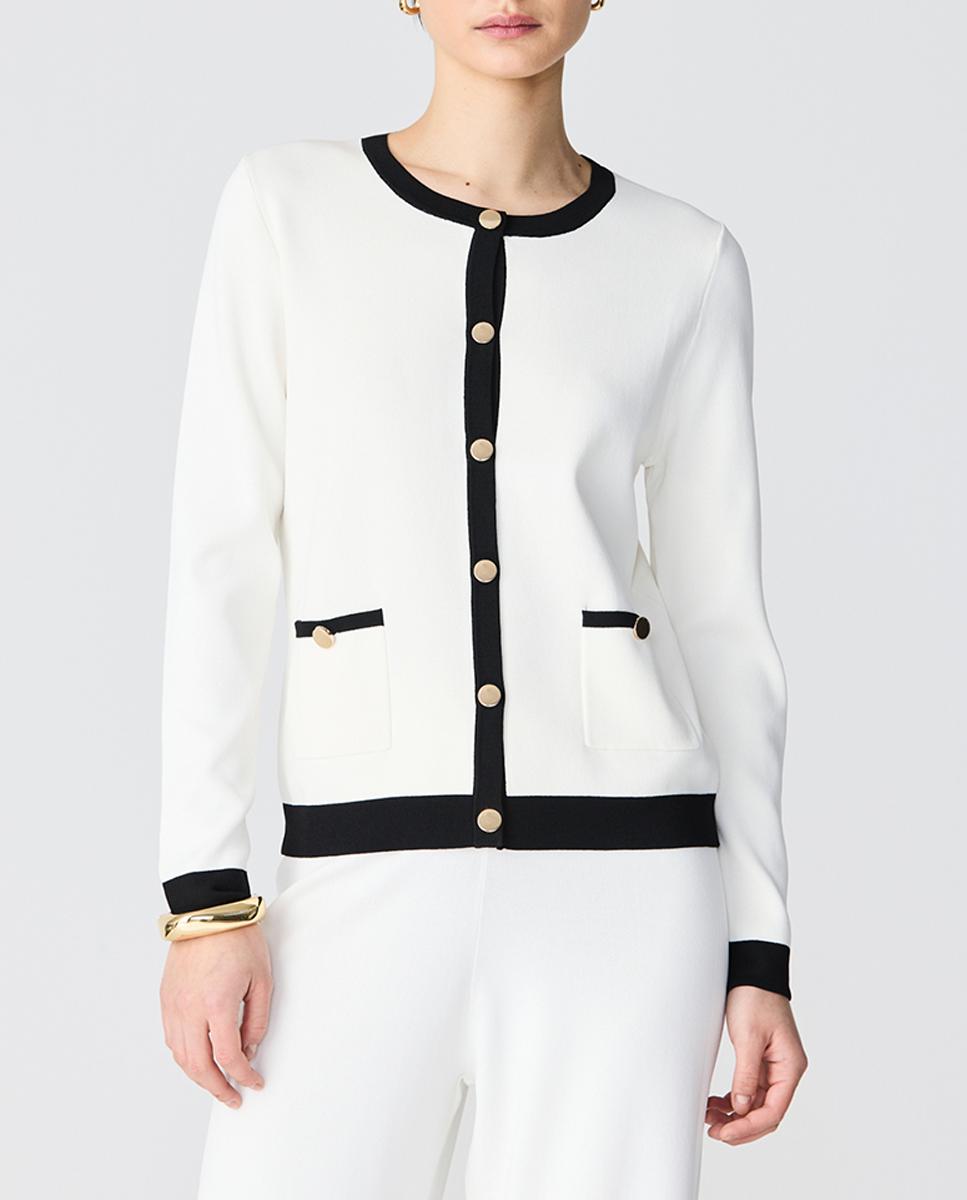 Imagen 0 de Chaqueta de mujer de contrastes blanco y negro