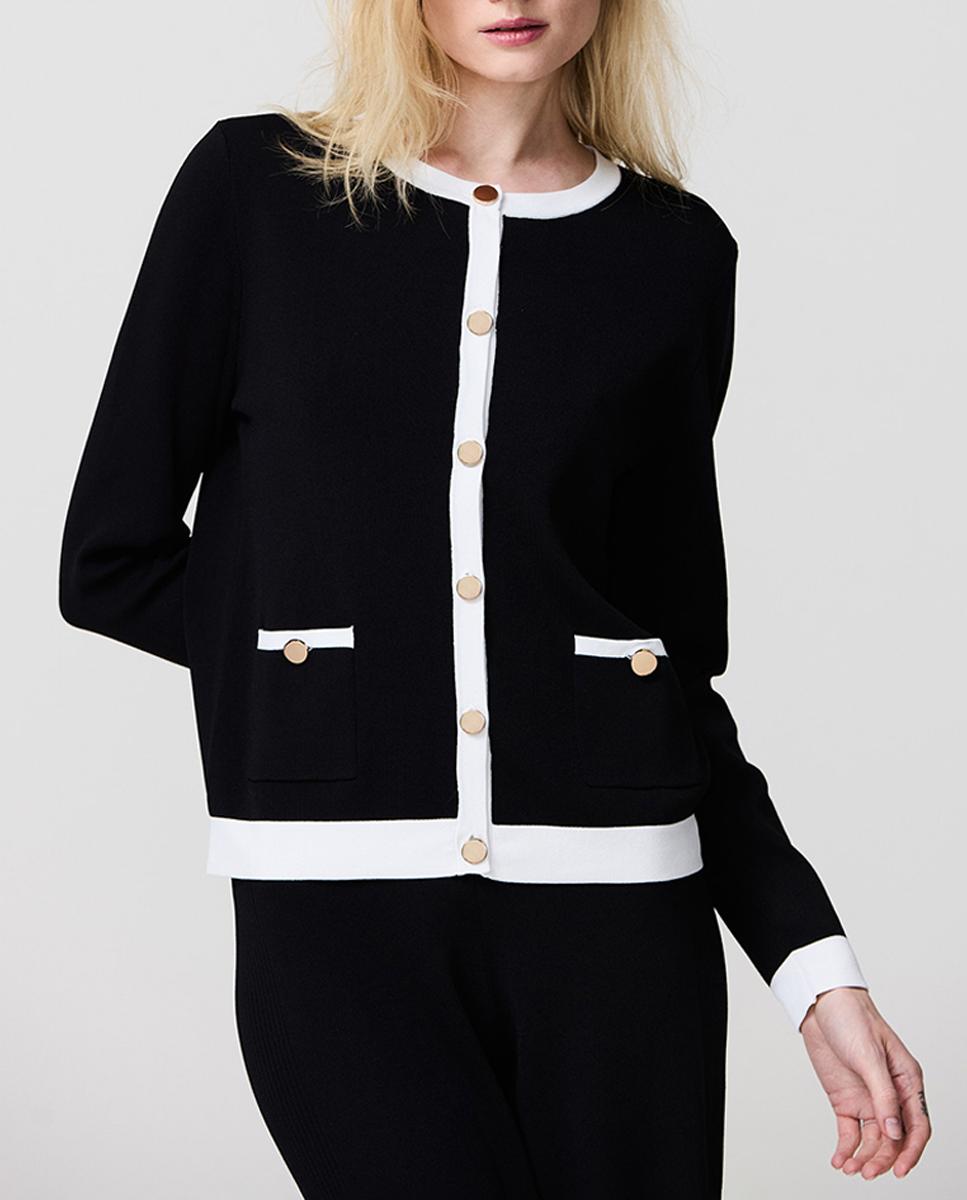 Imagen 0 de Chaqueta de mujer de contrastes blanco y negro