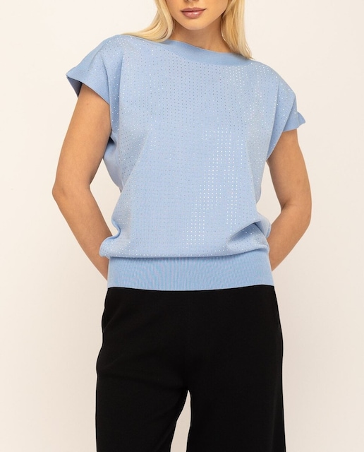 Imagen 0 de Jersey de mujer con pedrería de manga corta Alma