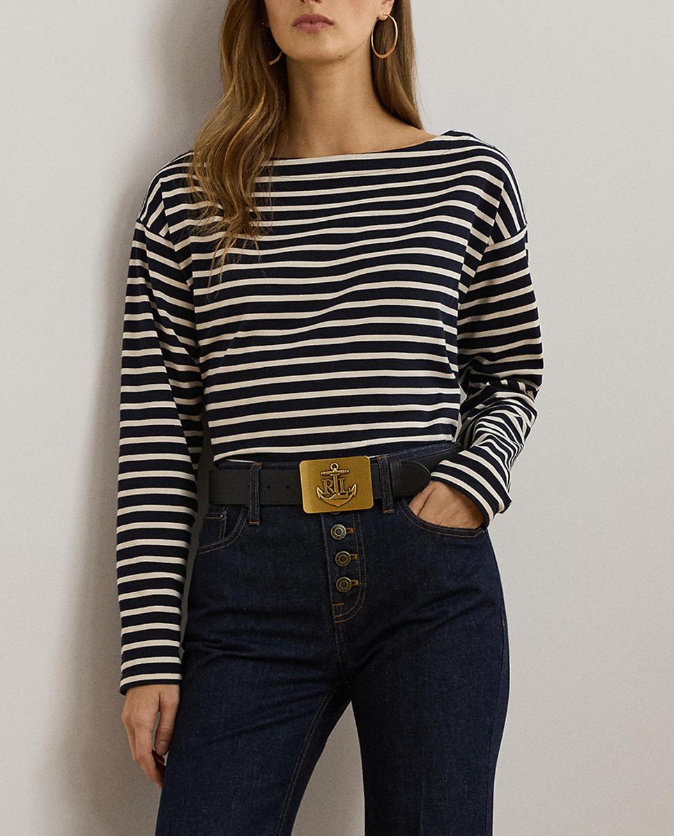 Imagen 0 de Jersey de mujer de algodón con estampado de rayas
