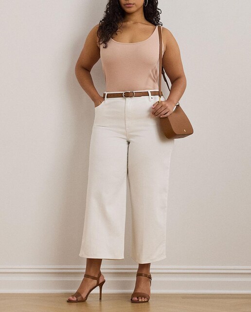 Imagen 0 de Camiseta de mujer talla grande de tirantes de algodón elástico