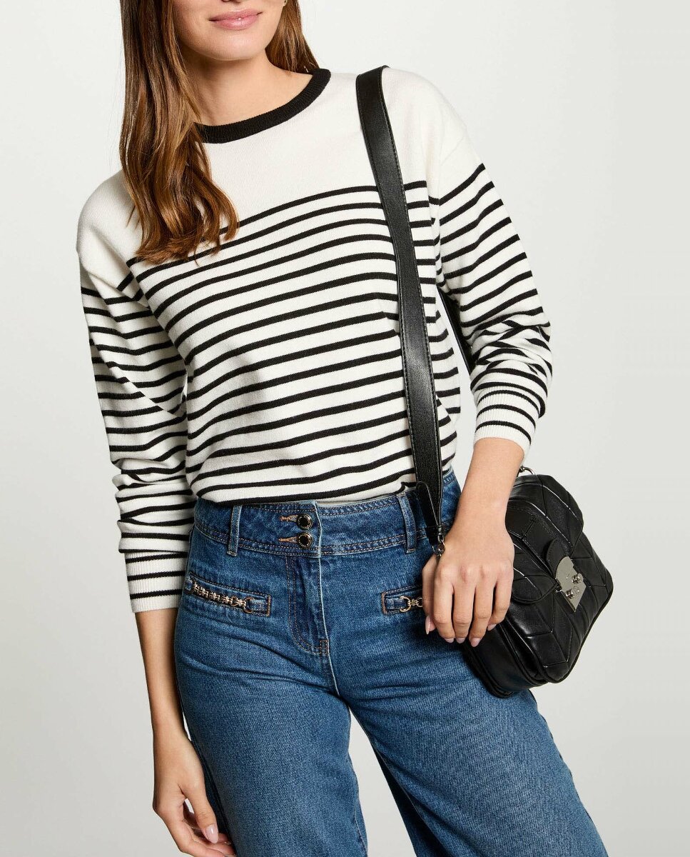 Imagen 0 de Jersey de mujer cuello redondo y rayas