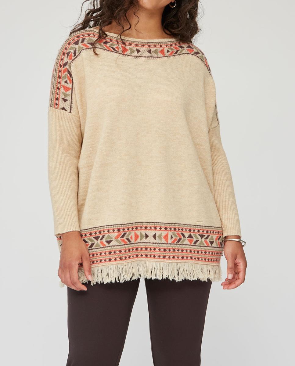 Imagen 0 de Poncho con cenefa etnica