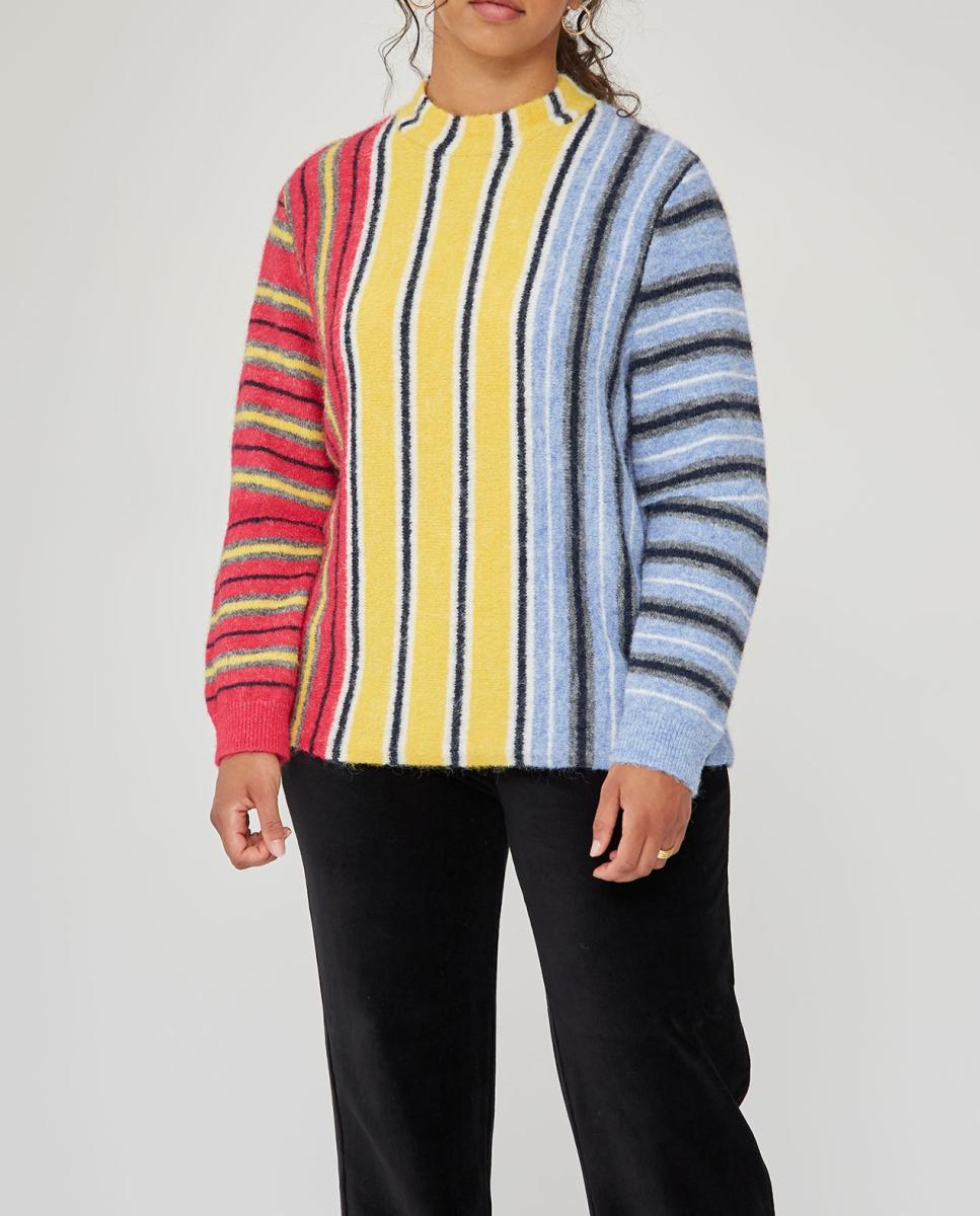 Imagen 0 de Jersey rayas combinadas cuello alto