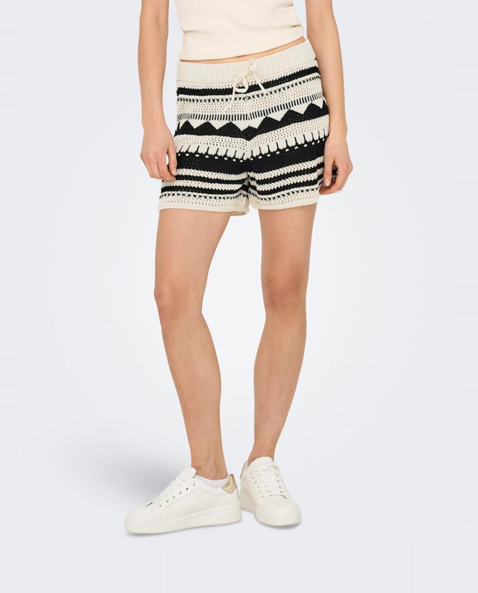 Imagen 0 de Shorts de punto a rayas de mujer