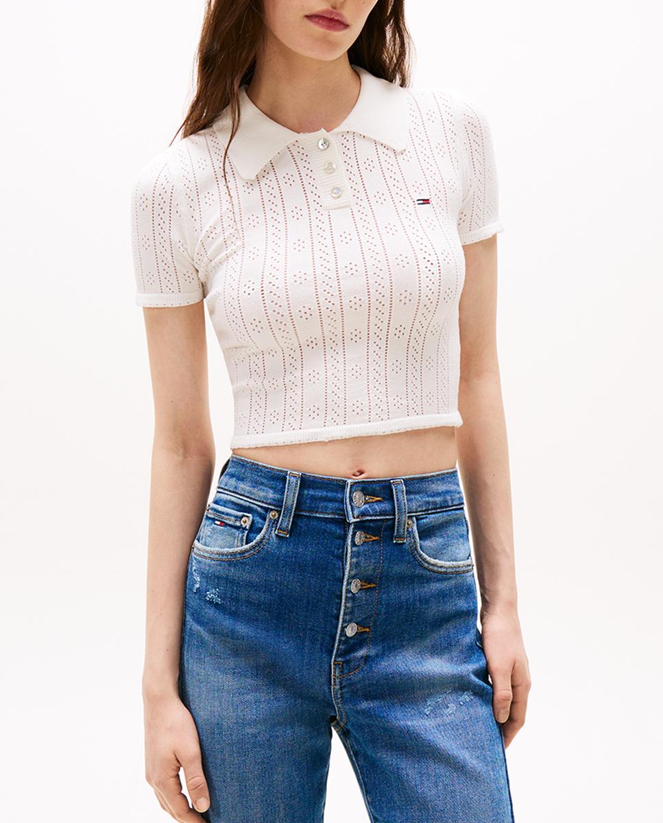 Imagen 0 de Polo de mujer con punto calado tipo pointelle