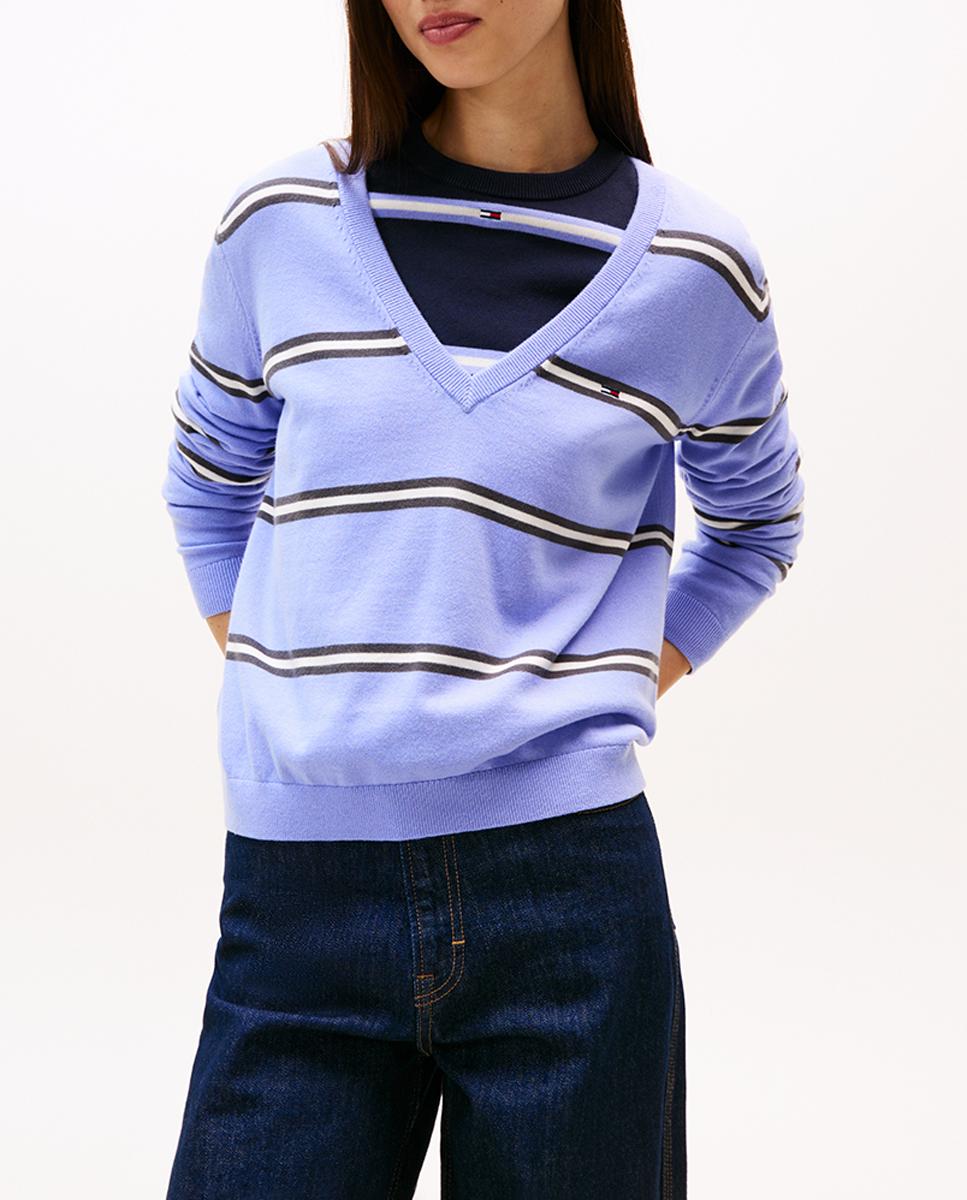 Imagen 0 de Jersey básico de mujer con cuello pico