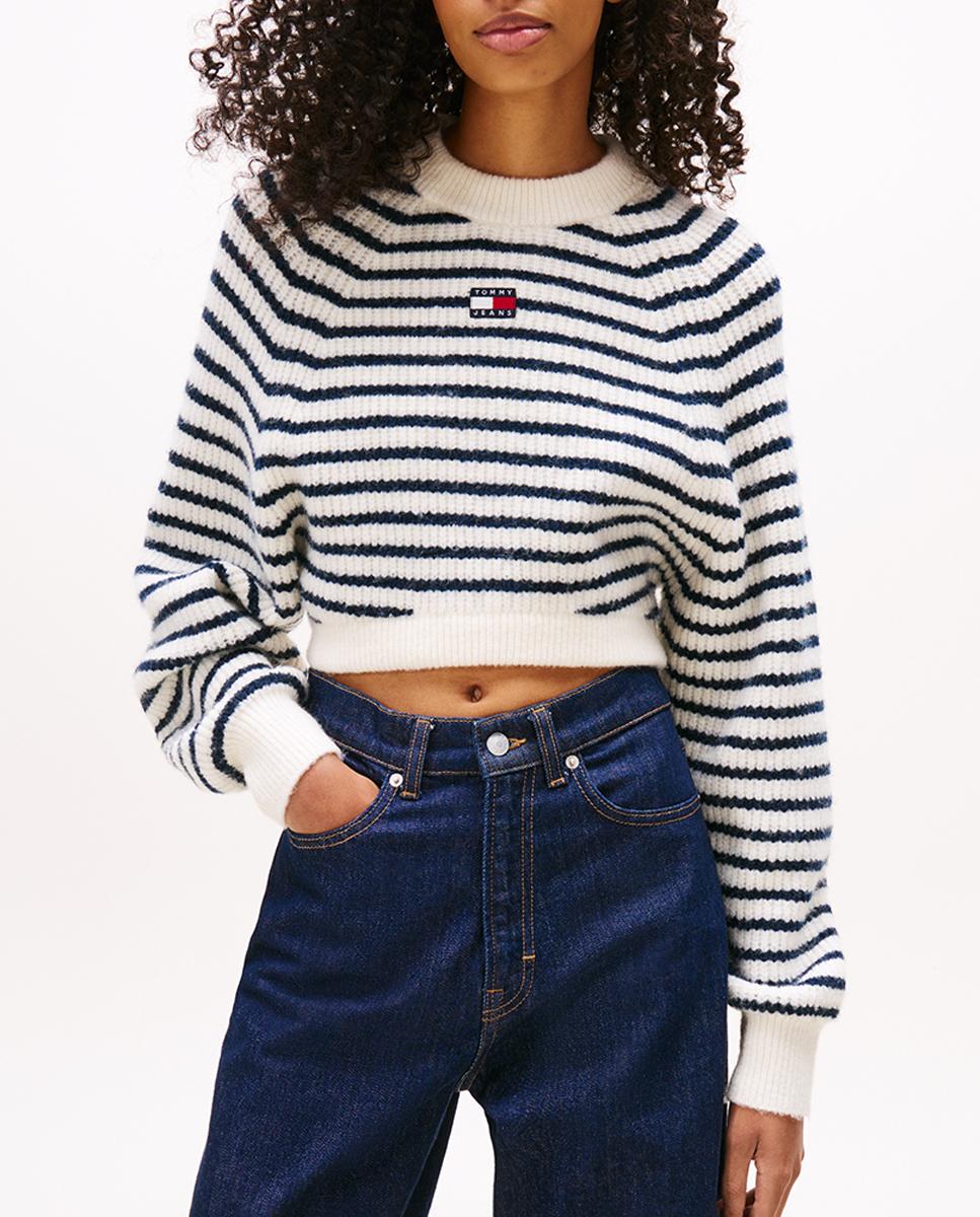 Imagen 0 de Jersey de mujer fit crop a rayas