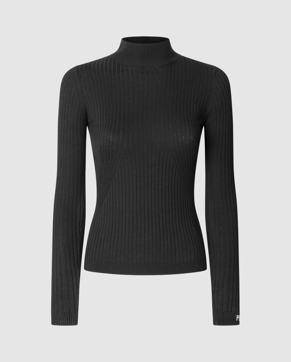 Imagen 0 de Jersey de mujer canalé con cuello Perkins